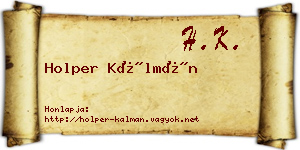Holper Kálmán névjegykártya