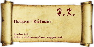Holper Kálmán névjegykártya